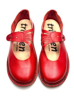 Trippen Red Leather Mary Jane Flat | 38